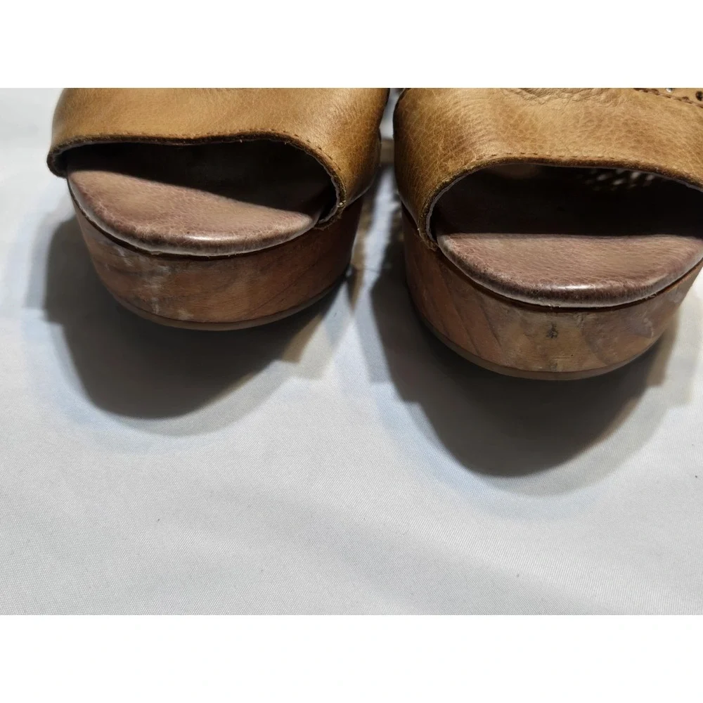 Free People Revolver Leather Wood Clog Tie Back Tassle Size EUR 37/US 7 Brown